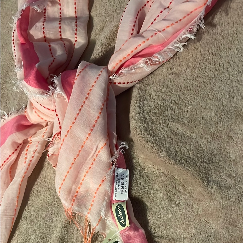 Dolma Pink and Orange Striped Scarf